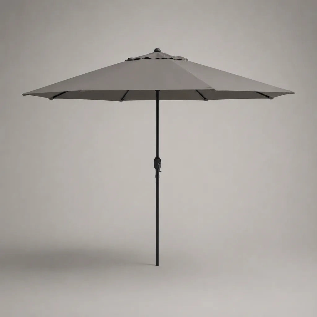 Quadratischer Sonnenschirm 300 × 300 cm, Taupe, Polyester, Stahlgestell, mit Handkurbel