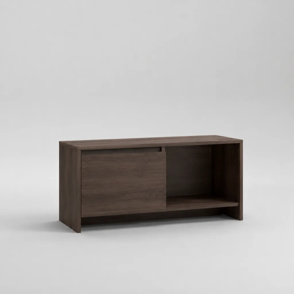 TV-Lowboard mit Schiebetür aus melaminharzbeschichteter Spanplatte, Dunkelbraun, 120 × 40 × 60 cm